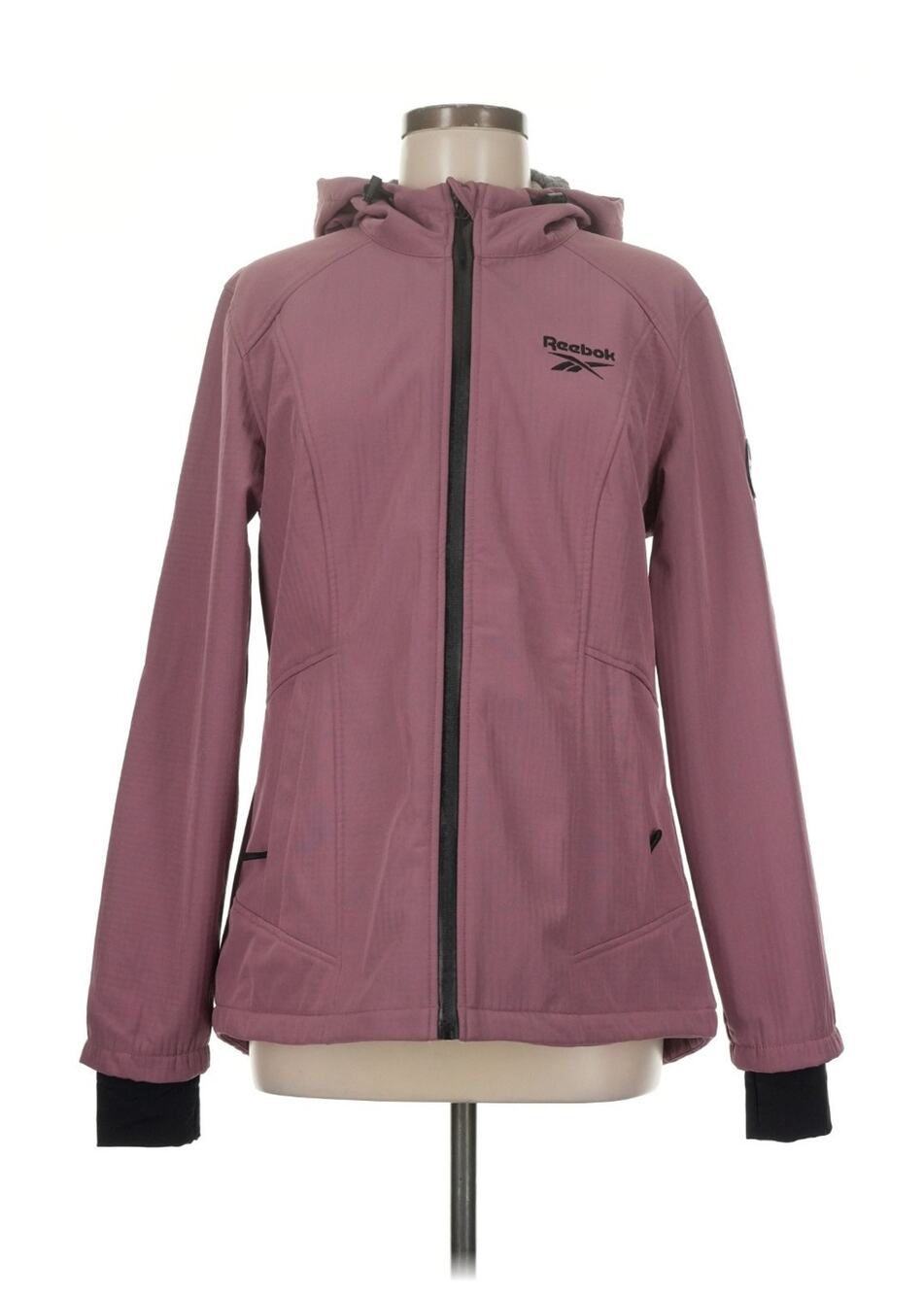 Reebok Softshell Jacket Womens M Medium Dusty Rose Pink Grid Fleece Hooded Coat